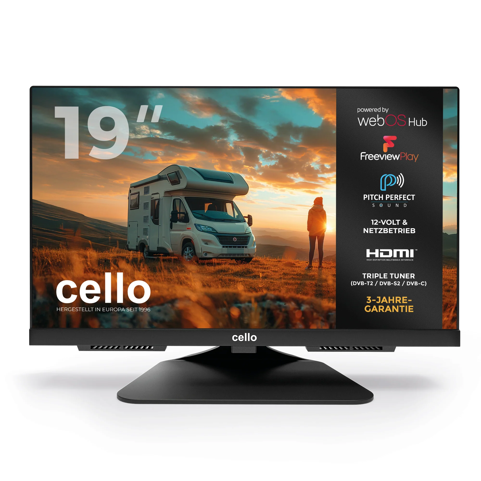 19″ Smart WebOS 12-Volt Traveller TV with Perfect Pitch Sound (DE)