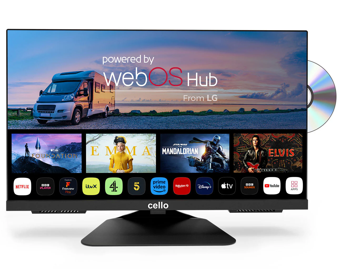 22″ Smart WebOS 12-Volt TV with DVD & Perfect Pitch Sound (IT)