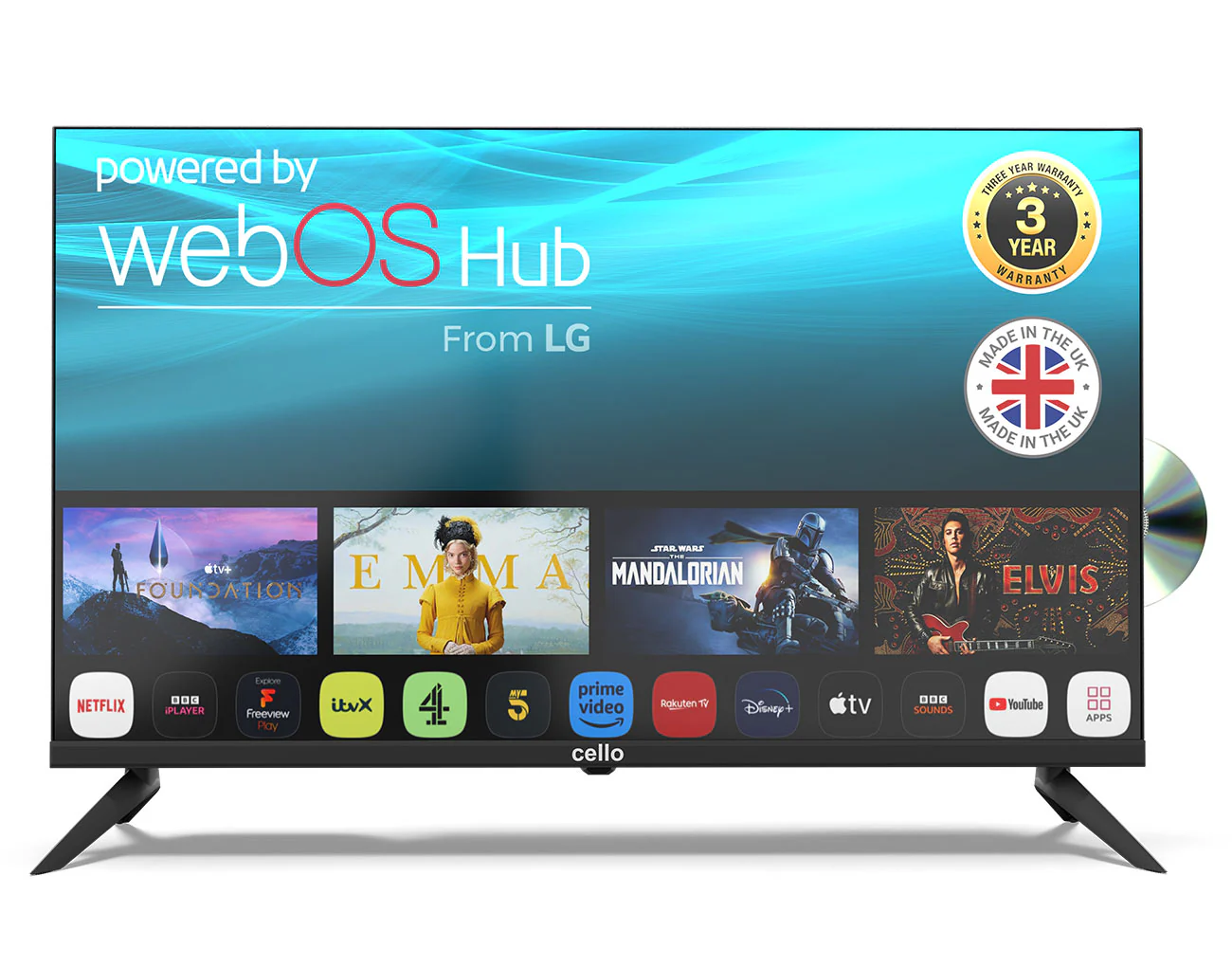 32″ Smart WebOS TV with DVD Player & Frameless Bezel (DE)