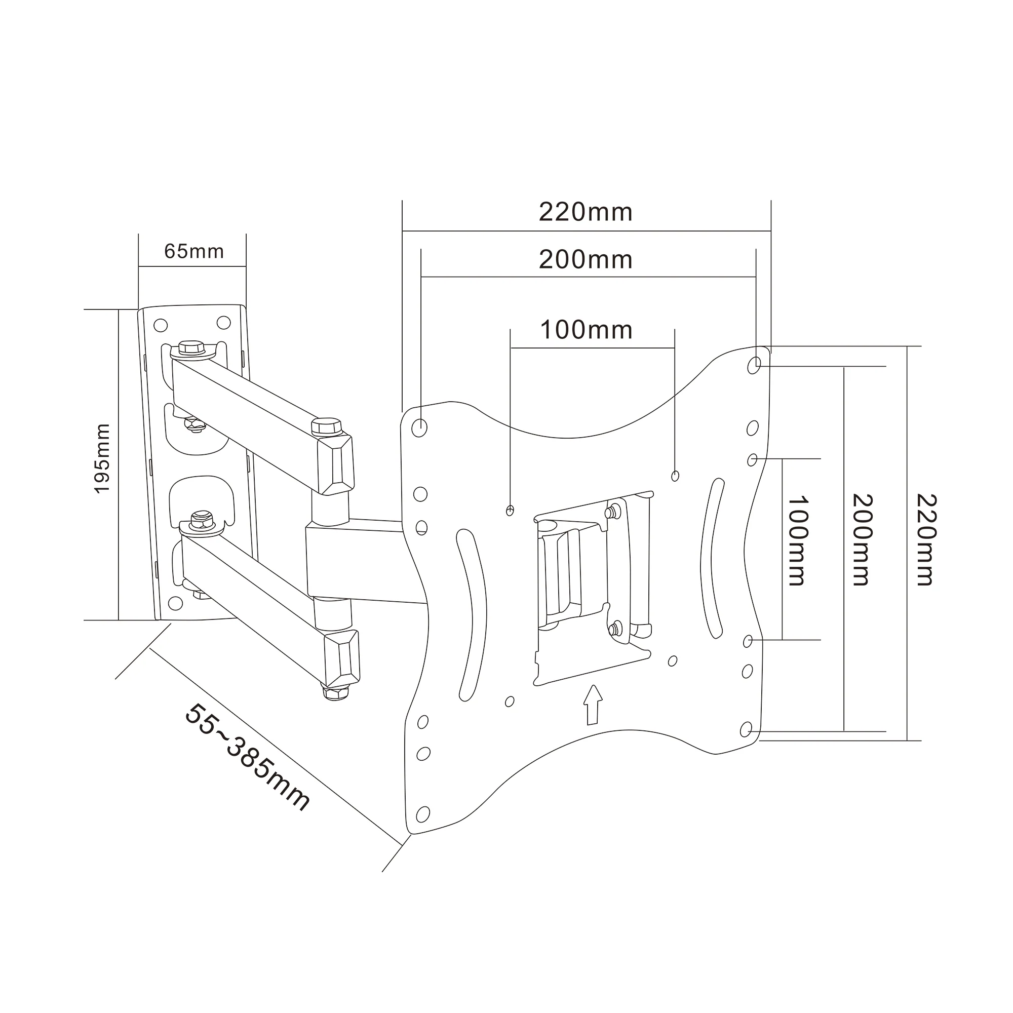 LO33 Adjustable Full Motion TV Wall Mount with Tilt & Swivel, 10–43” - Image 5
